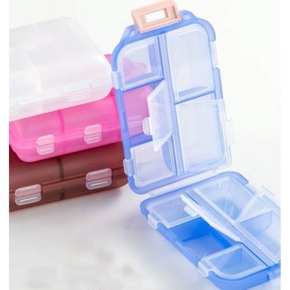 Travel 10 Slot Vitamin Medicine Pill Box Case Holder Daily Tablet