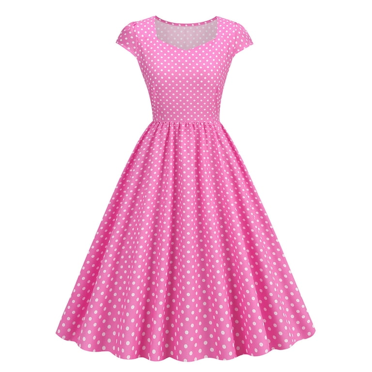 YUHAOTIN Plus Size Summer Dresses for Women 2024 Linen Party Casual Polka  Dot Short Sleeve 1950S Housewife Evening Party Prom Dress Dresses with  Sleeves for Women Casual Beach - Walmart.com