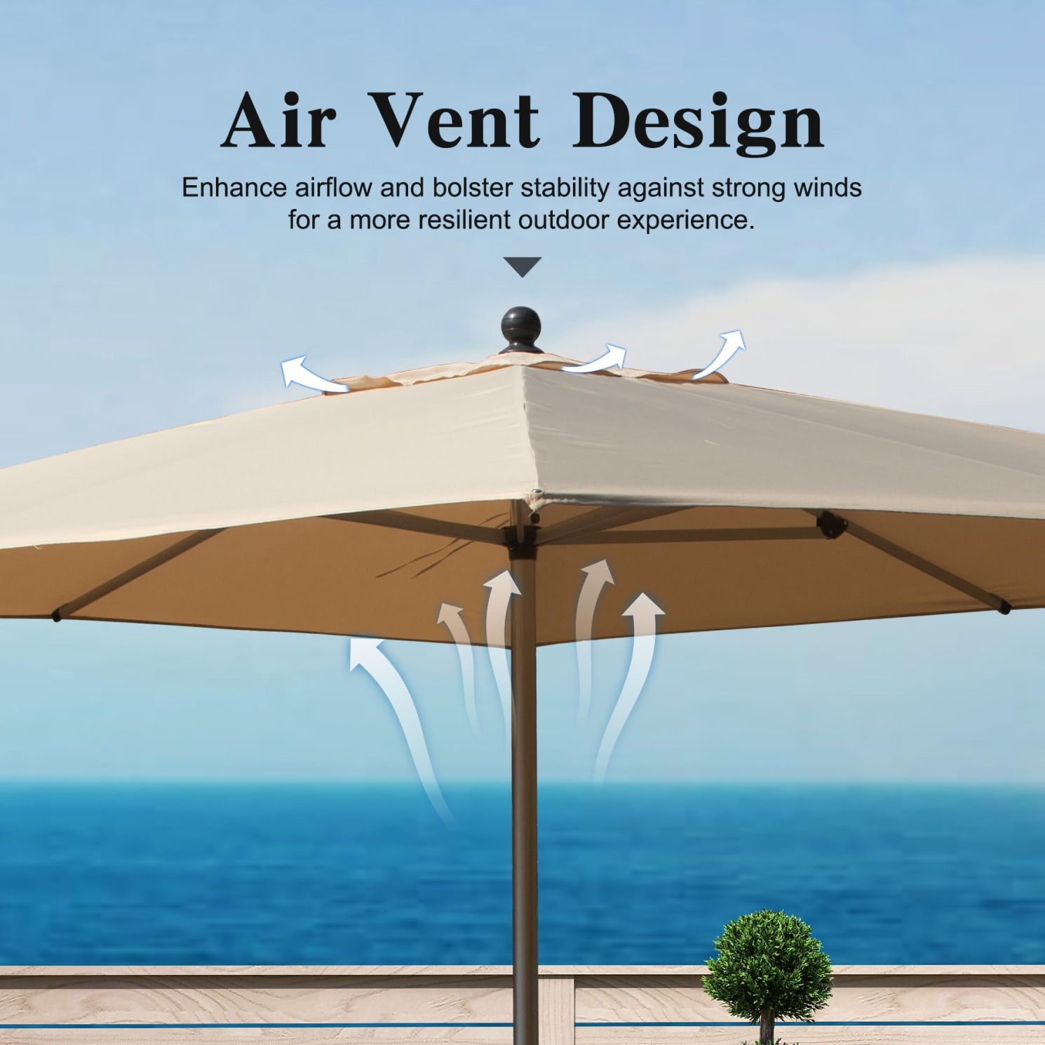 9'X11.5' Adjustment Rectangle Cantilever Umbrella with Push-Button Tilt , Patio Umbrella with Crank Open System, Aluminium Outdoor Umbrella for Backyard, Pool, Beige