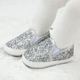 thumbnail image 2 of Dakaela 0-15M Infant Baby Girls Boys Canvas Shoes Toddler Sequin Slip on First Walker Crib Sneakers Newborn Casual Moccasins Silver, 2 of 5