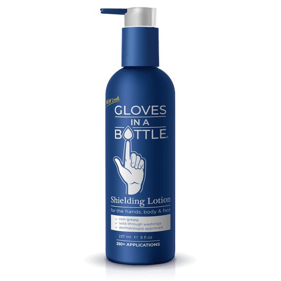 Gloves In A Bottle – Shielding Lotion for Dry Skin, Hand Lotion for Dry Hands & Cracked Skin – 8 oz with Pump