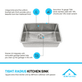 thumbnail image 3 of KBFmore Tight Radius 16 Gauge 27 inch Single Bowl Undermount Kitchen Sink with 3 PCs Kitchen Gadgets, 3 of 10