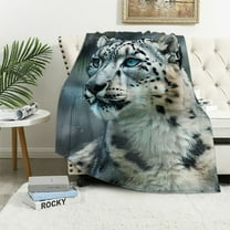 Orinice Snow Leopard Warm Lightweight Blanket Soft Fleece Throw Blanket for All Seasons Living Rooms Sofa Decor Cow Gifts Blanket 40x50in