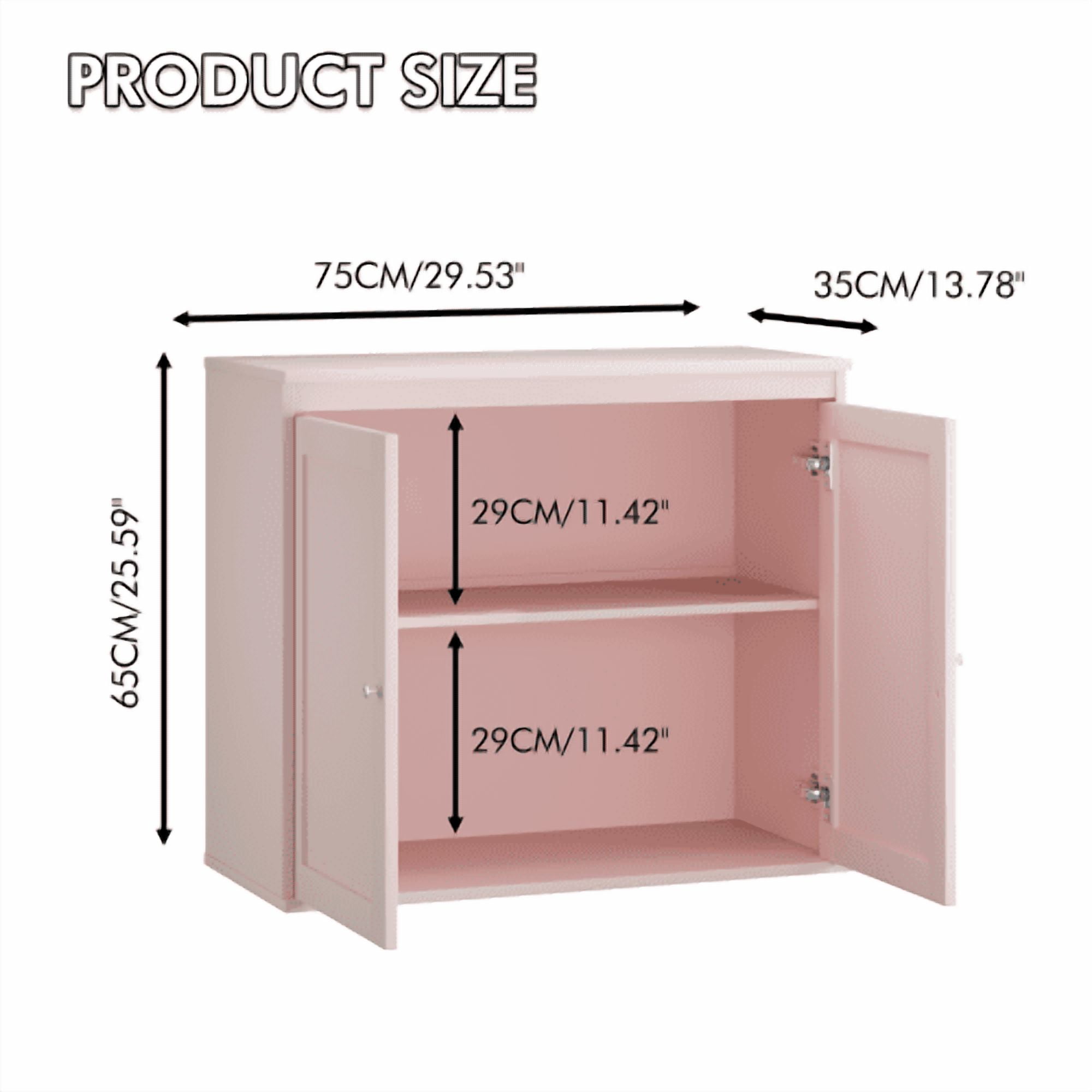 Kitchen Storage Cabinet with Double Doors, Adjustable Shelves, Coffee Bar Cabinet, Sideboard Buffet for Dining Room, Living Room, Entryway, Pink