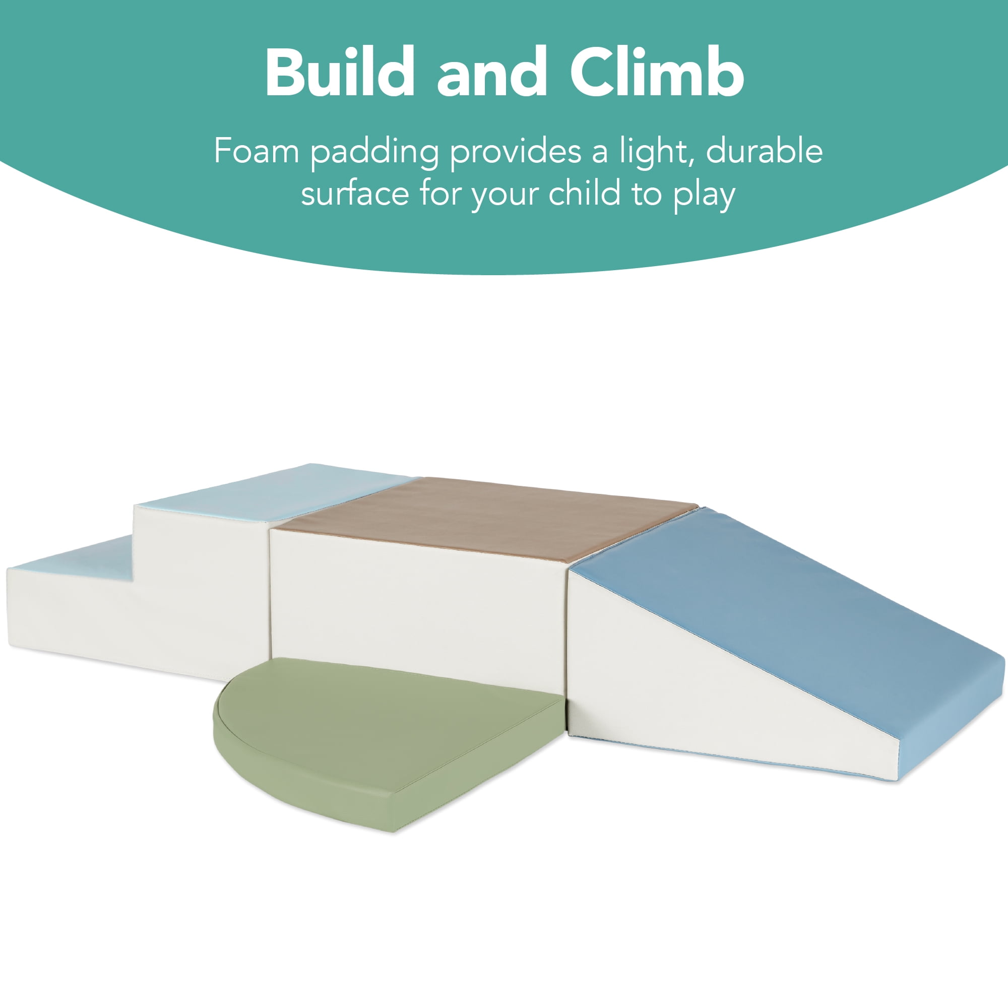 Best Choice Products Soft Foam Climbing Blocks for Toddlers, 4-Piece Play Set, Easy-Clean Vinyl - Earth Tone