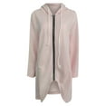 thumbnail image 6 of Ikevan Women'S Solid Color Hoodie Zipper Long Sleeve Sweatshirts Pockets Irregular Hem Long Coat Tops Pink 10(XL), 6 of 6