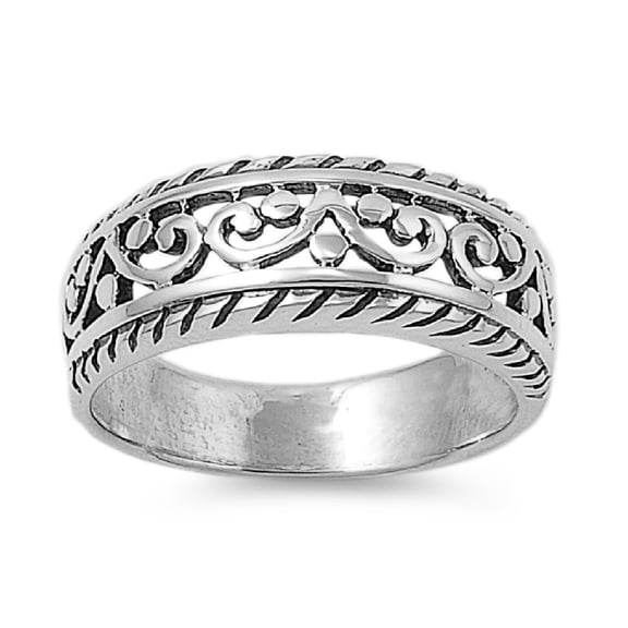 925 Sterling Silver Om Symbol Inspired Op Art Ring Size 6