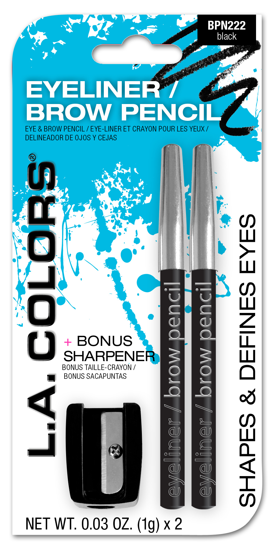 Set of two eyeliner/brow pencils and sharpener (Available in a pack of