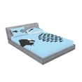 thumbnail image 2 of Ambesonne Fish Fitted Sheet & Pillow Sham Set, Funny Cartoon Motivation, Queen, Blue and Black, 2 of 2