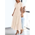 thumbnail image 3 of Vestido largo PRETTYGARDEN 2025 de verano con cuello en V y ojales para mujer, 3 of 7