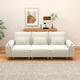 thumbnail image 3 of BSHTI Chenille Deep Seat 3-Seater Sofa with Brushed Stainless Steel Cup Holders and 3 Decorative Pillows – Modern Comfortable Couch for Living Room, 3 of 12