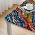 thumbnail image 4 of BANET  Stripe Tablecloth Paper Roses Art Multicolored Floral Carnival Art Cheerful Stripy Rectangle Tablecloth Picnic Tablecloth BBQ Table Cloths Polyester for Kitchen White, 4 of 7