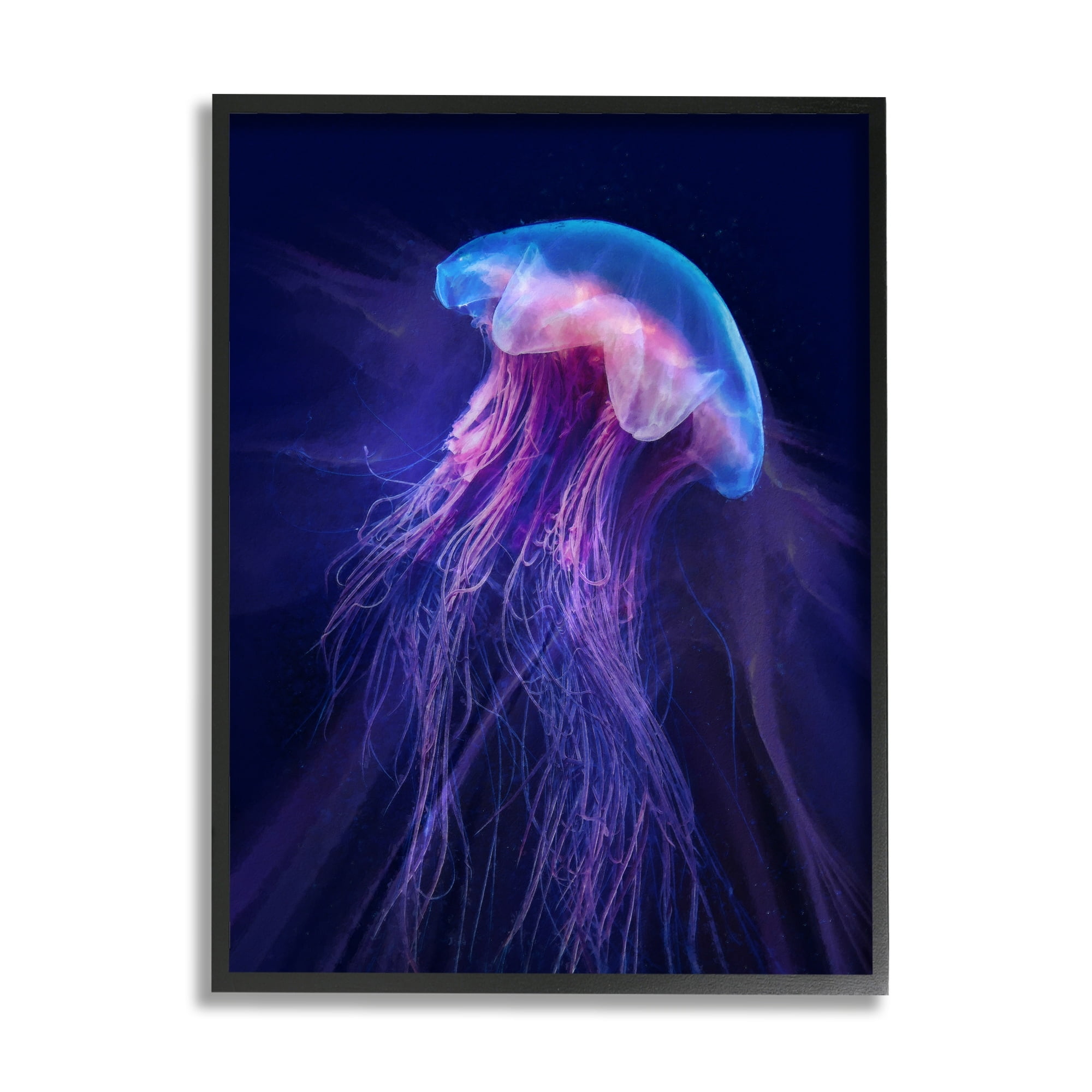 Stupell Industries Vivid Purple Jellyfish Swimming Ocean Sea Life Framed Wall Art, 11 x 14, Design by Steve Hunziker