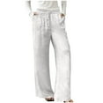 thumbnail image 2 of Women's Pants Summer Mid Waist Wide Leg Palazzo Pants Leisure Loose Fit Solid Color Trousers Classic Long Pants, 2 of 5