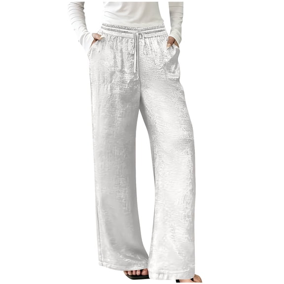 BUIGTTKLOP Pants for Women 2026 Straight Leg Sweatpants Elastic Drawstring Waist Lounge Trousers with Pockets