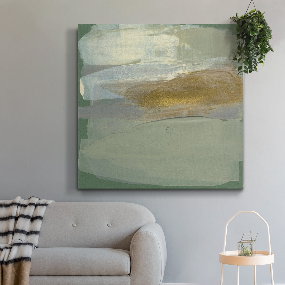 Wexford Home Sage & Gold Swipe III-Premium Gallery Wrapped Canvas, 10" x 10" - Ready to Hang