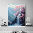 thumbnail image 2 of Mudket Cherry Blossom Waterfall Canvas Wall Art, Floral Landscape Wall Decor, Framed Ready to Hang, Nature Print for Living Room - 12"L x 8"W, 2 of 10