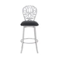 thumbnail image 2 of Armen Living Cherie Contemporary 26" Counter Height Barstool in Brushed Stainless Steel Finish and Black Faux Leather, 2 of 6
