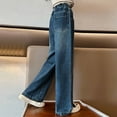 thumbnail image 4 of CAICJ98 Girls' Wide Leg Jeans Kids Elastic Waist Casual Denim Pants Baggy Jeans for Girls with Pockets Blue,4-5 Years, 4 of 7
