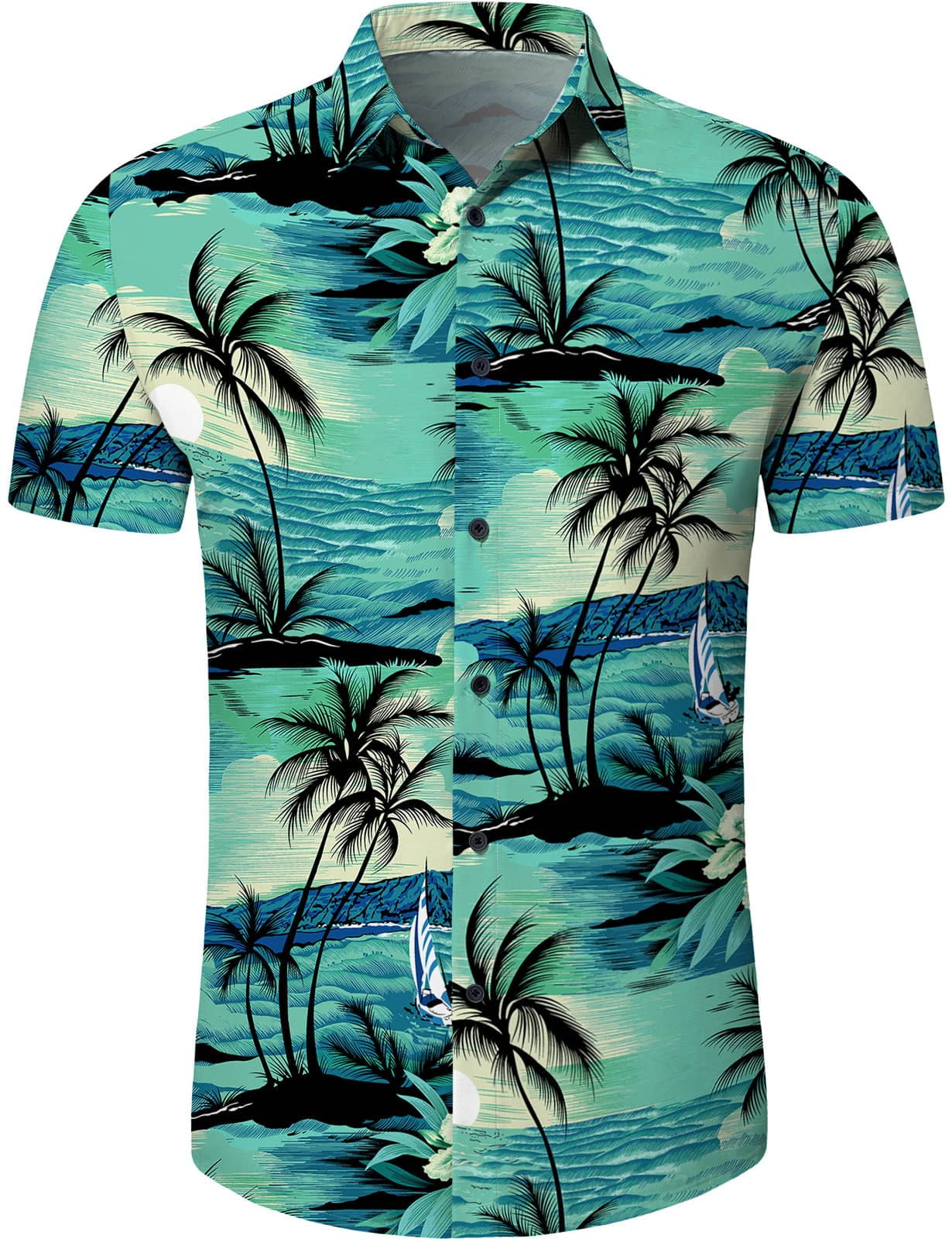 Aiyino Men's Hawaiian Shirt Short Sleeves Printed Button Down Summer ...