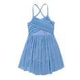thumbnail image 4 of Sxiwei Kids Girls Ballet Lyrical Dance Dress Mesh Bowknot Back Gymnastics Leotard Ballerina Dancewear Light Blue 12, 4 of 7