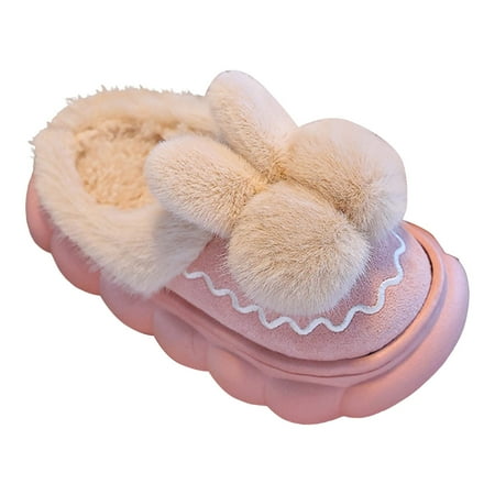 

Splozh Fuzzy Rabbit Slippers for Girls House Shoes with Soft Memory Foam Comfy Plush Warm Slip-on Slippers Pink 4