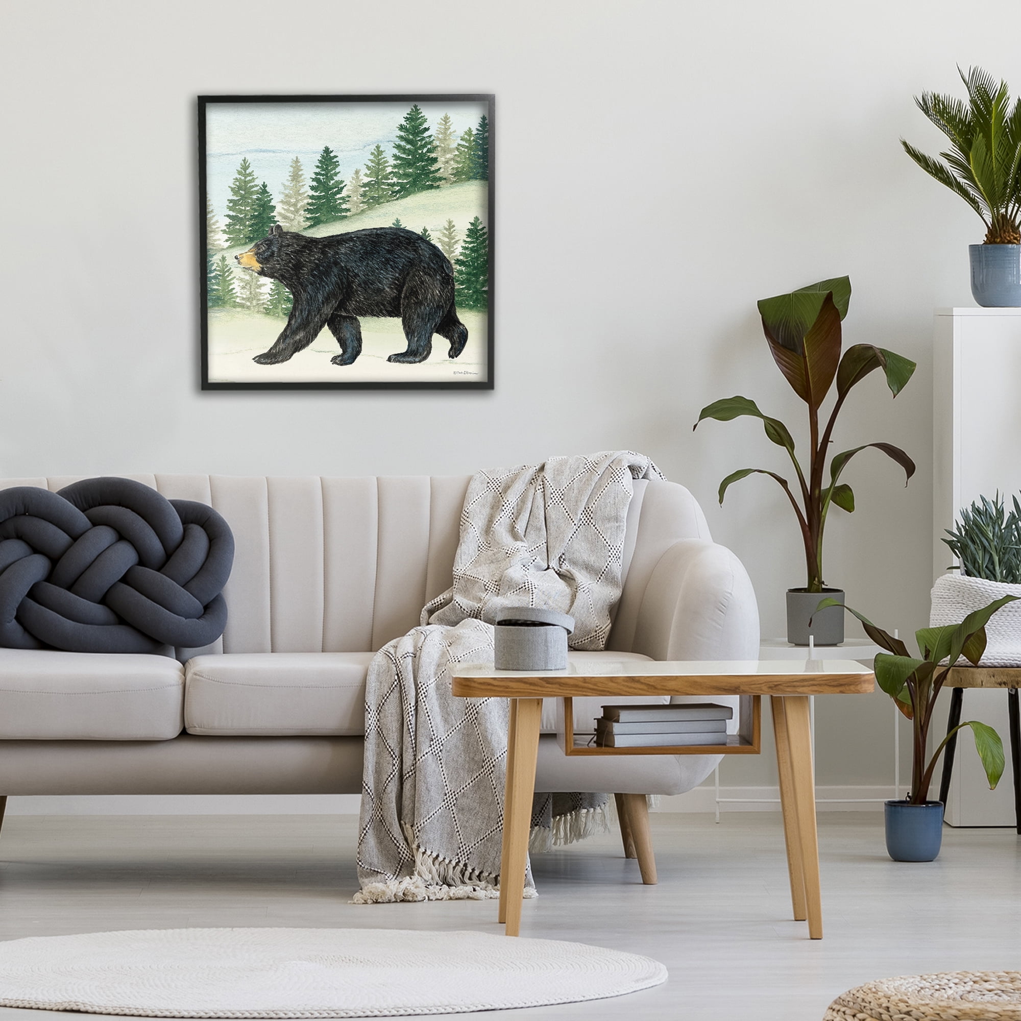 Stupell Industries Black Bear In Woods Black Framed Giclee Art, design by Deb Strain