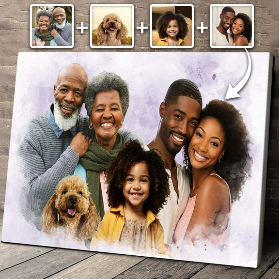 Custom Family Portrait Canvas, Personalized Family Photo Art, Unique Gift for Mom, Dad, Couples, Anniversary, Home Decor