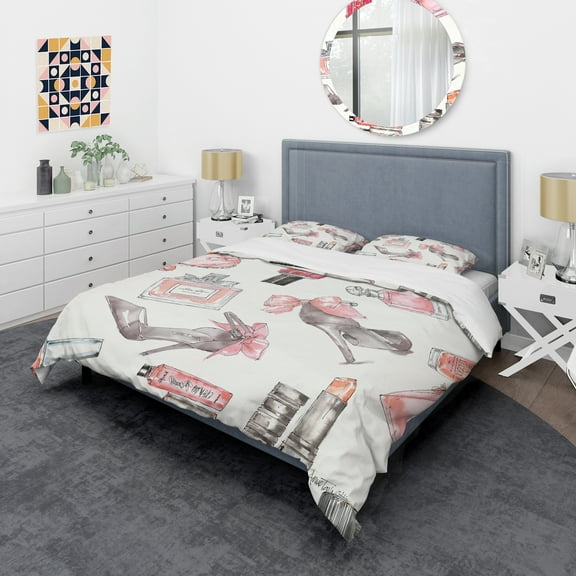 Designart 'Glam Chic Accents Pattern I' Glam/Teenage Duvet Cover Set