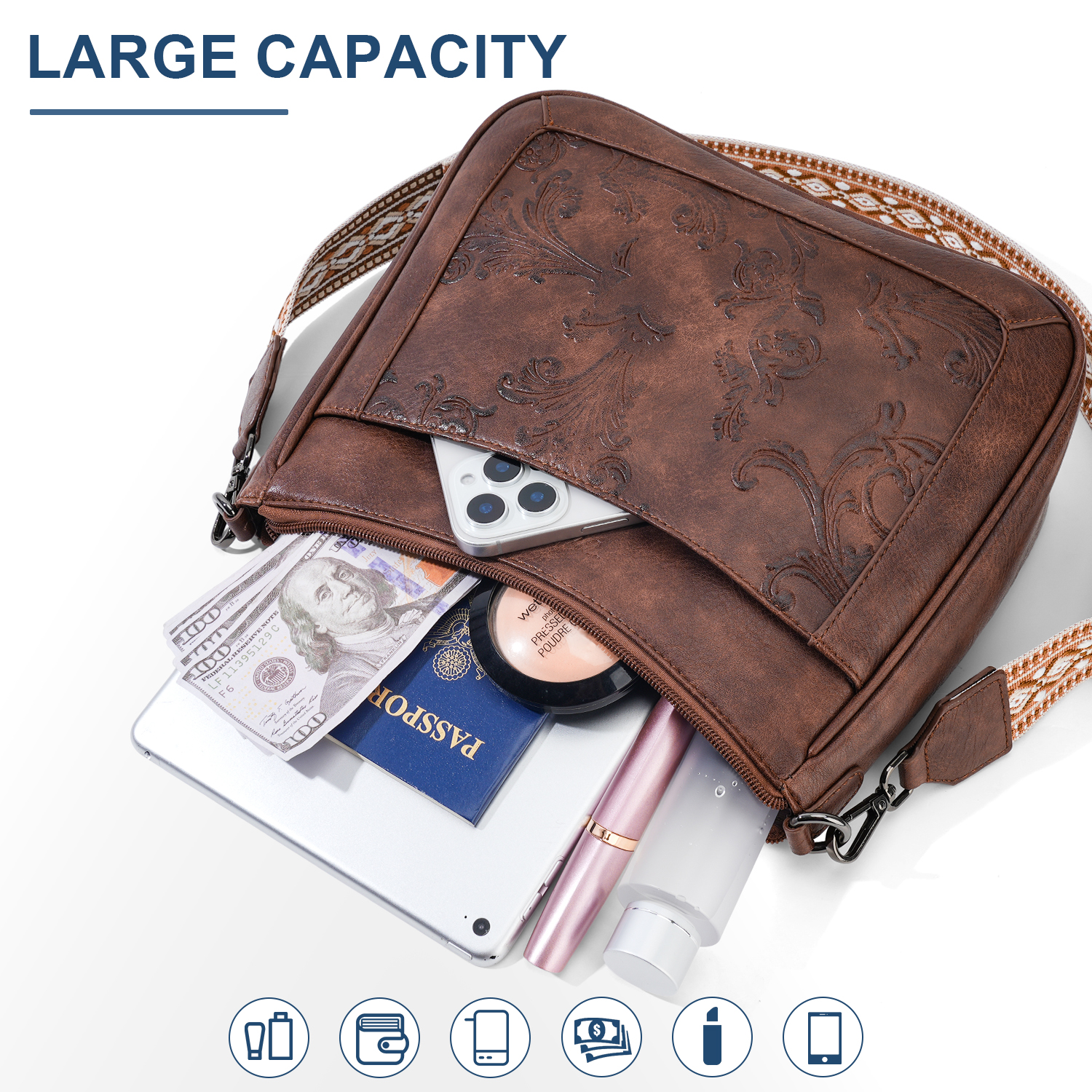 [Mother’s Day Gift Present] APHISON Casual Crossbody Bags for Women, Adjustable Strap Shoulder Bag Travel Bag for Concerts Sports Events Festivals