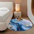 thumbnail image 2 of Round Rugs 3.3Ft, Blue Marble Round Area Rug Washable Indoor Throw Carpet, Modern Abstract Ink Painting Art Soft Non Slip Circle Rug for Laundry Room Patio Home Decor Aesthetic, 2 of 8