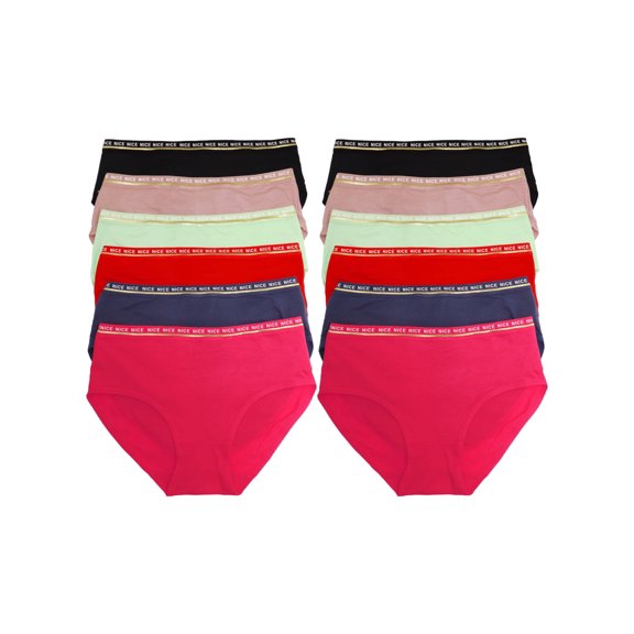 Angelina Cotton Hiphugger Panties with Elastic Waistband (12-Pack)