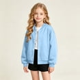 thumbnail image 5 of VIPOIN Kids Varsity Jacket, Snap Button Long Sleeve Bomber Coat with Ribbed Collar, Casual Outerwear, 5 of 6