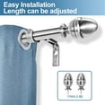 thumbnail image 2 of Urbanest Adjustable Acorn Drapery 5/8" Rod, 48"-84", Brushed Steel, 2 of 6