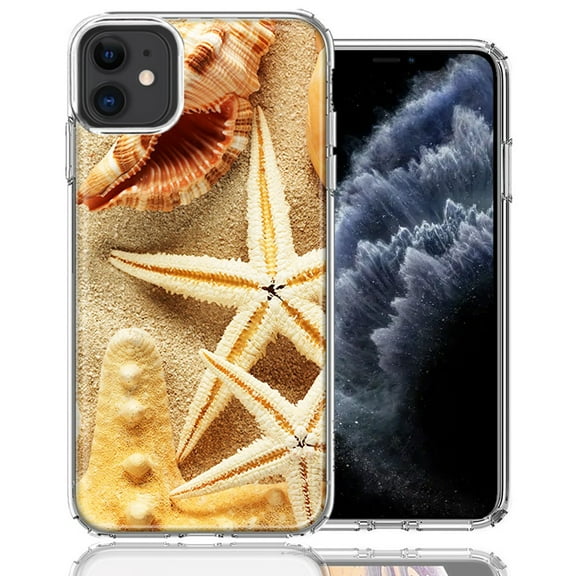 MUNDAZE For Apple iPhone 11 Sand Shells Starfish Design Double Layer Phone Case Cover