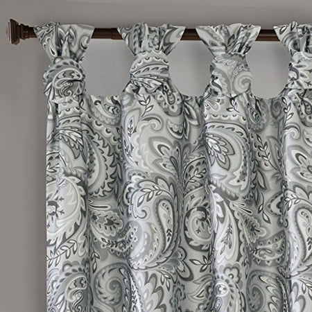Madison Park Yvette Twist Tab Paisley Printed Window Panel Grey
