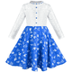 thumbnail image 2 of Vestido de Niña Azul Encaje Corazón Botón Perla Elegante Princesa Fiesta Certamen 10 Años, 2 of 13