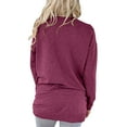 thumbnail image 3 of IROINNID Sales Women's Fall Tops Long Sleeve Oversized Base Shirts Solid Workout Sweatshirts Casual Basic V-Neck Loose Fit Tops with Pocket,Purple, 3 of 5