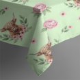 thumbnail image 4 of Green Highland Cow Flower Pattern Rectangle Tablecloth 60"x102",Waterproof Polyester Rectangle Table Cloth, Wipeable Spillproof Polyester Tablecloth for Dining, Camping, Indoor and Outdoor, 4 of 6