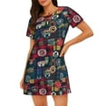 thumbnail image 1 of Bixox Robe de Nuit pour Femmes à Motif d'Insigne de Camping Aventure, Vêtement de Nuit Doux et Respirant, Robe de Pyjama à Col Rond Longueur Genou, Tenue de Détente pour la Maison et le Sommeil, 1 of 7