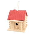 thumbnail image 1 of Wooden Bird Feeder and House with Rope, Multi Color Outdoor Courtyard Hanging Feeder for Parrots Breeding, 7.09X6.69X6.3 Inch, 1 of 7