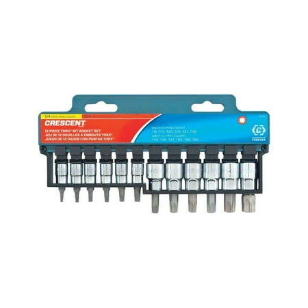 UPC: 0037103319388 | Crescent Assorted Sizes x 1/4 and 3/8 in. drive SAE 6 Point Torx Bit Socket Set 12 pc.