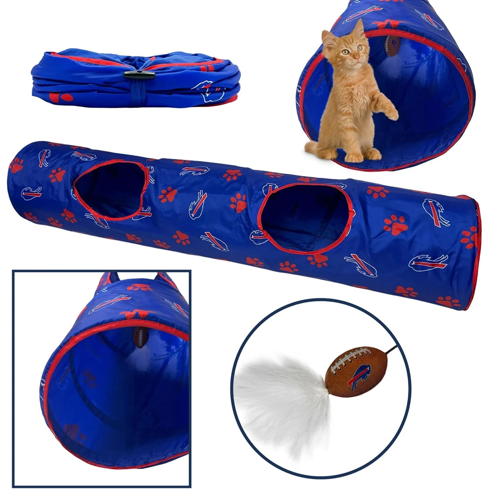 Pets First NFL Cat Tunnel Tube Toy & Plush Football Toy Filled with Catnip