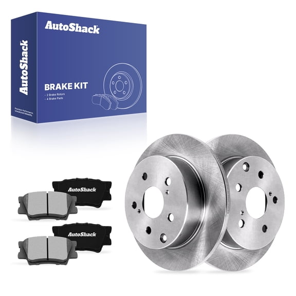 AutoShack Rear Solid Brake Rotors   Ceramic Pads 6-PC Brake Kit Replacement for 2006-2018 Toyota RAV4 2010-2012 Lexus HS250h 11.06" (281 mm)