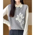 thumbnail image 3 of jinghuiyue Womens Sleeveless Sweater Vest Floral Casual Knit Tank Tops Loose Fit Crew Neck Shirts Pullover, 3 of 4