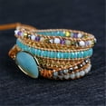 thumbnail image 2 of K-KED Women's 5 Strands Leather Strap Boho Bracelets Natural Tianhe Stones Woven Wrap, 2 of 8