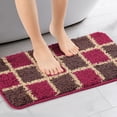thumbnail image 2 of Unique Bargains Floral Bath Mat Checked Washable Bath Carpet for Bathroom Floor Red Checked-1 16"x24", 2 of 7
