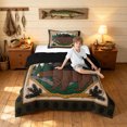 thumbnail image 3 of Manfei Vintage Bear Twin Comforter Sets, Cartoon Rustic Animal Bedding Set, Brown Green, Black Reversible, 2pcs, 1 Comforter and 1 Pillowcase, 3 of 7