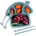 thumbnail image 3 of Ensemble de Vaisselle pour Enfants 4 Pcs Assiette Divisée Fourchette Cuillère pour Tout-Petits, 3 of 5