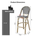 thumbnail image 2 of Outdoor Bar Stools Set Of 2 PE Rattan French Barstool, Navy Black and White, Aluminum Frame with Bamboo Finish, 2 of 10